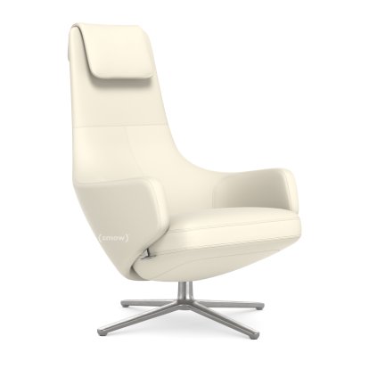 Repos Loungesessel, Sessel Repos, Leder Premium F snow, 40 cm, Poliert