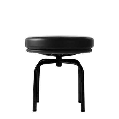 8 Tabouret tournant, Schwarz matt lackiert, Leder Scozia, Grafitschwarz