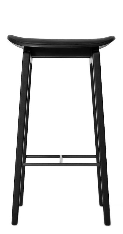 NY11 Bar Stool, Küchenvariante: Sitzhöhe 65 cm, Eiche schwarz gebeizt, Leder Ultra black