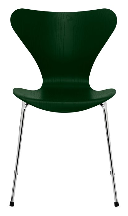 Serie 7 Stuhl 3107, Gefärbte Esche, Evergreen, Chrome