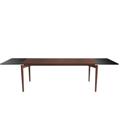PUREdinner Tisch, 190 x 85 cm, Walnuss geölt, Mit 2 Erweiterungsplatten MDF schwarz (L 190-290 cm)