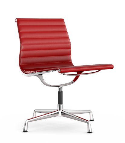Aluminium Chair EA 105, Verchromt, Leder (Standard), Rot