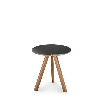 Copenhague Round Tisch CPH20, Ø 50 x H 49, Eiche lackiert, Linoleum schwarz