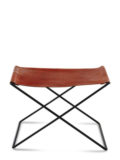 Ox Stool, Cognac, Stahl, schwarz pulverbeschichtet