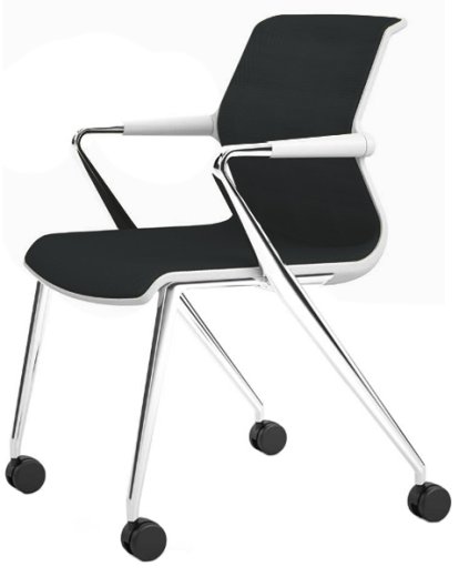Unix Chair Vierbeinfuß mit Rollen, Silk Mesh asphalt, Soft grey, Aluminium poliert