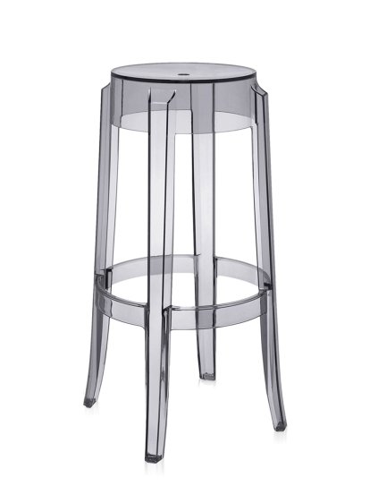 Charles Ghost Hocker, Höhe 75 x ø Sitz 29 x ø Basis 46 cm, Transparent, Fumé