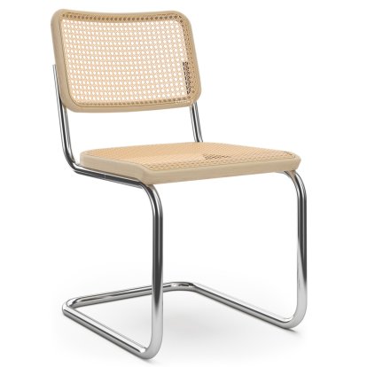 S 32 V Pure Materials Freischwinger, Esche / natur, Verchromt, Ohne Gleiter