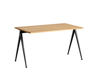 Pyramid Tisch 01, L 140 x B 75 x H 74 cm, Eiche lackiert, Stahl pulverbeschichtet schwarz