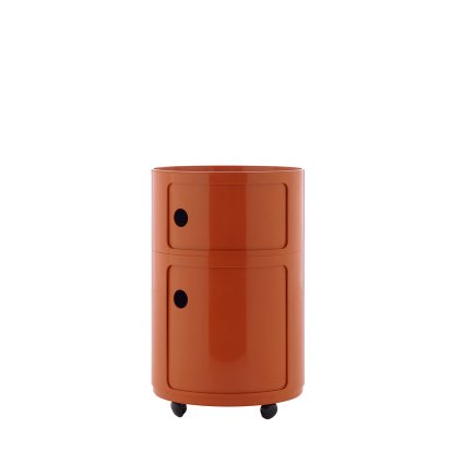 Componibili Container Big, 2 Fächer, Orange, Mit Rollen