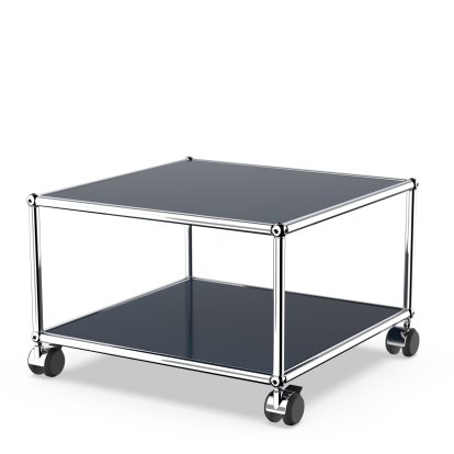 USM Haller Beistelltisch mit Rollen, Stahlblau RAL 5011, Weich für harte Böden