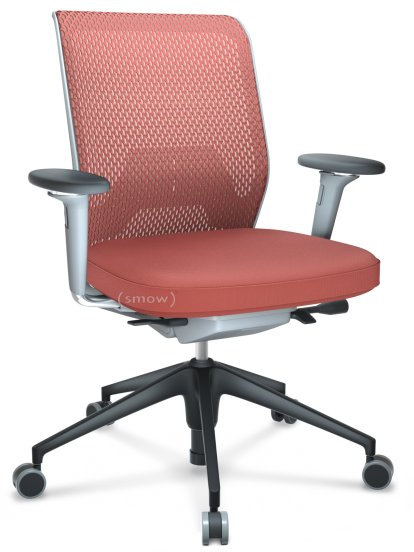 ID Mesh, FlowMotion-mit Vorwärtsneigung, mit Sitztiefenverstellung, Mit 3D-Armlehnen, 5-Stern Untergestell, Kunststoff basic dark, Soft grey, Sitz Silk Mesh, Rücken Diamond Mesh, Backstein, Weich für harte Böden