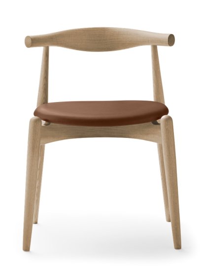 CH20 Elbow Stuhl, Eiche Weißöl, Leder cognac