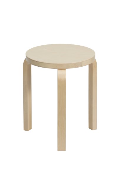 Hocker 60, Sitz Birkefurnier, Beine Birke klar lackiert