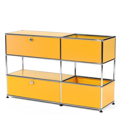 USM Haller Kinder Sideboard M mit Aufbewahrungsboxen, Einfarbig, Goldgelb RAL 1004, Mit Klappe