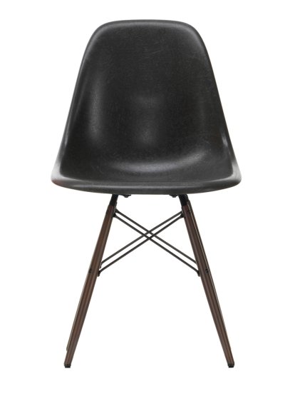 Eames Fiberglass Chair DSW, Eames elephant hide grey, Ahorn dunkel