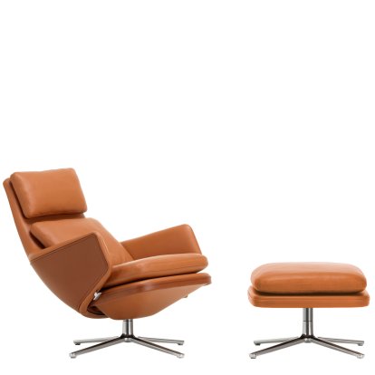 Grand Relax Loungesessel, Mit Ottoman, Leder Premium, cognac, Poliert, 46,5 cm