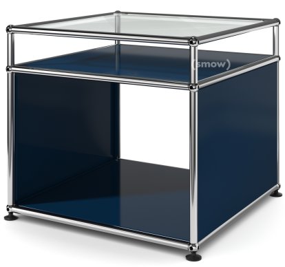 USM Haller Beistelltisch mit Aufsatz, Stahlblau RAL 5011