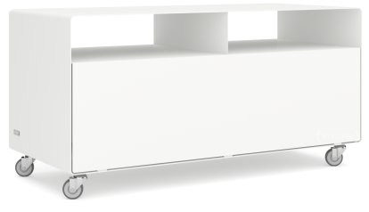 TV Lowboard R 108, Reinweiß (RAL 9010), Industrierollen