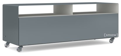 TV Lowboard R 109, Zweifarbig, Basaltgrau (RAL 7012) -  Reinweiß (RAL 9010), Transparentrollen