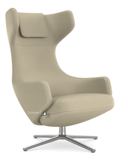 Grand Repos Loungesessel, Sessel Grand Repos, Stoff Dumet beige melange, 45 cm, Poliert