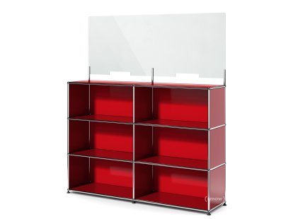 USM Haller Counter L mit Security Screen, USM rubinrot