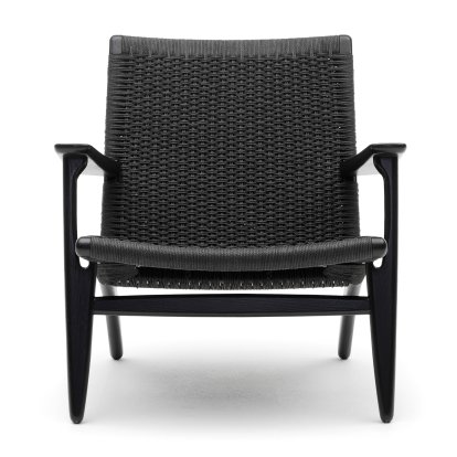 CH25 Loungesessel, Eiche schwarz lackiert, Schwarz