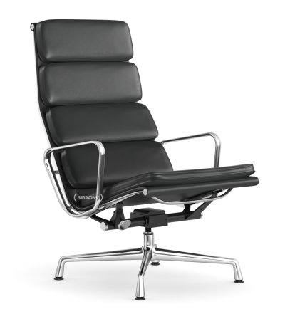 Soft Pad Chair EA 222, Untergestell verchromt, Leder Premium F asphalt, Plano dunkelgrau