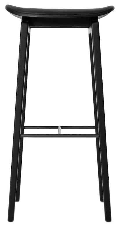 NY11 Bar Stool, Barvariante: Sitzhöhe 75 cm, Eiche schwarz gebeizt, Leder Ultra black