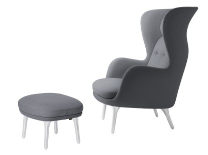 Ro Sessel, Christianshavn 1170 - Light Grey Uni, Mit Fußhocker