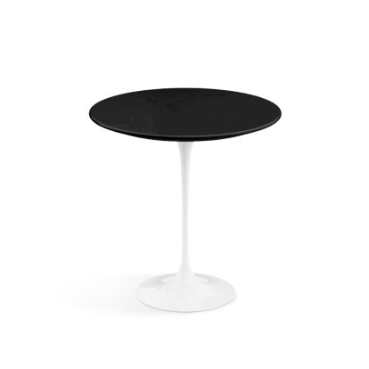 Saarinen Beistelltisch rund, 51 cm, weiß, Laminat schwarz