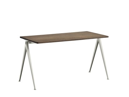 Pyramid Tisch 01, L 140 x B 65 x H 74 cm, Eiche geräuchert, Stahl pulverbeschichtet beige