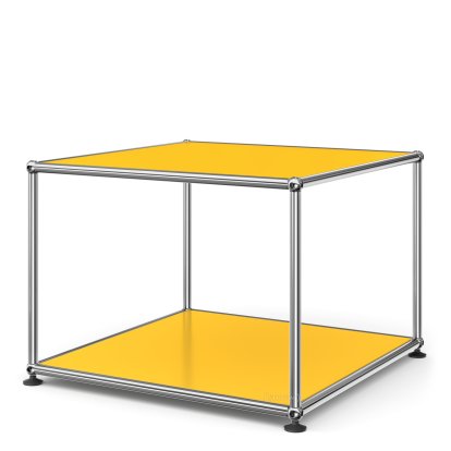 USM Haller Beistelltisch 50, Oben und unten Metall, Goldgelb RAL 1004