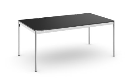 USM Haller Tisch Plus, 175 x 100 cm, 41-Linoleum nero, Klappe links