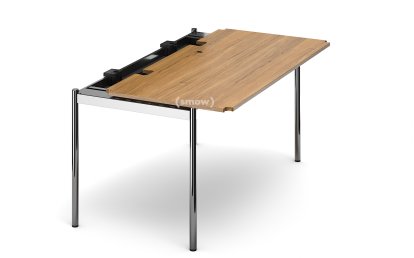USM Haller Tisch Advanced, 150 x 75 cm, 07-Eiche lackiert natur, Klappe rechts