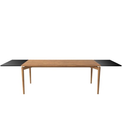 PUREdinner Tisch, 190 x 85 cm, Eiche natur geölt, Mit 2 Erweiterungsplatten MDF schwarz (L 190-290 cm)