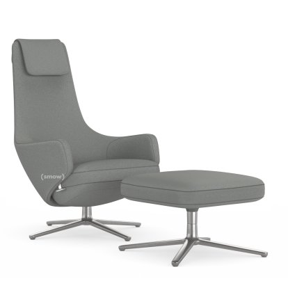 Repos Loungesessel, Sessel Repos & Ottoman, Stoff Cosy 2 Kieselgrau, 45 cm, Poliert