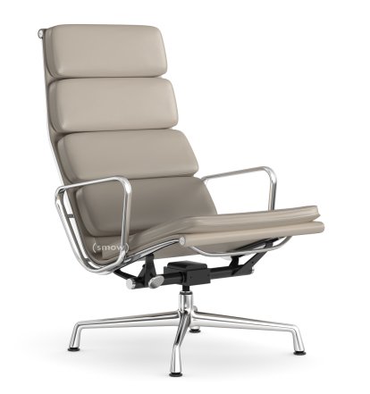 Soft Pad Chair EA 222, Untergestell verchromt, Leder Standard sand, Plano mauve grau