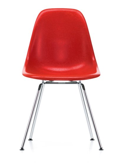 Eames Fiberglass Chair DSX, Eames classic red, Glanzchrom