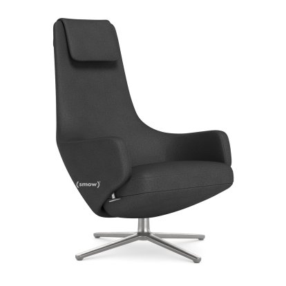 Repos Loungesessel, Sessel Repos, Stoff Dumet carbon/schwarz, 40 cm, Poliert