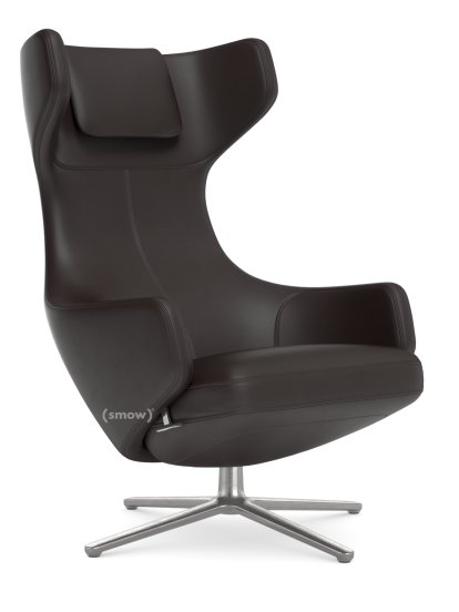 Grand Repos Loungesessel, Sessel Grand Repos, Leder Premium F chocolate, 45 cm, Poliert