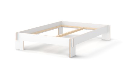 Siebenschläfer Bett, 140 x 200 cm, Ohne Kopfteil, Weiß, Ohne Lattenrost