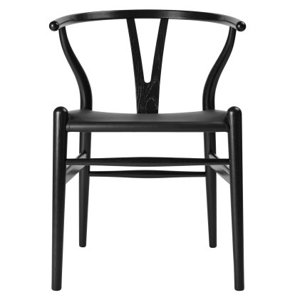 CH24P Wishbone Chair Leder, Eiche schwarz lackiert, Thor 301