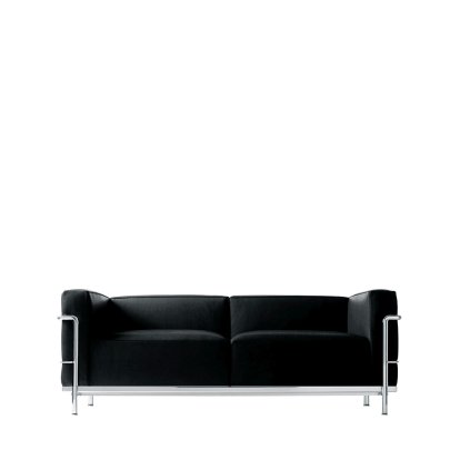 3 Fauteuil Grand Confort, grand modèle, deux places, verchromt, Leder Scozia, Grafitschwarz