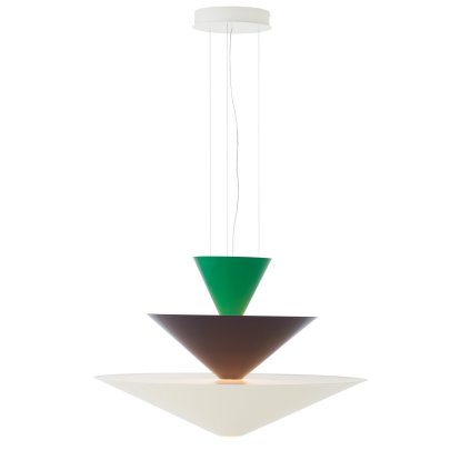 Gio LN14 / LN15 Pendelleuchte , Ø 92 cm x H 61 cm, Signal green, deep blue & ecru white