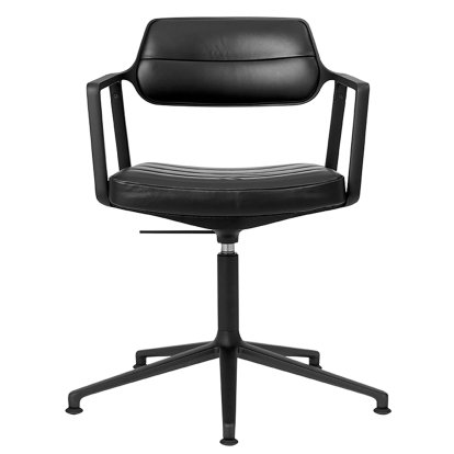 Swivel 453+ Drehstuhl, Schwarz pulverbeschichtet, Standfuß, Leder schwarz