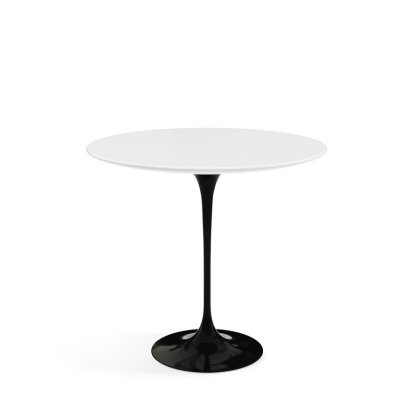 Saarinen Beistelltisch oval, schwarz, Laminat weiß