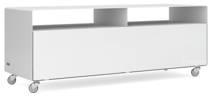 TV Lowboard R 109, Einfarbig, Signalweiß (RAL 9003), Industrierollen