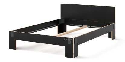 Tagedieb Bett, 160 x 220 cm, Mit Kopfteil, FU (Sperrholz, Birke) schwarz, Anthrazitgrau, Ohne Lattenrost