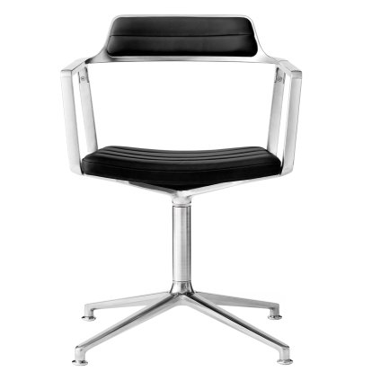 Swivel 452 Drehstuhl, Leder schwarz, Poliert