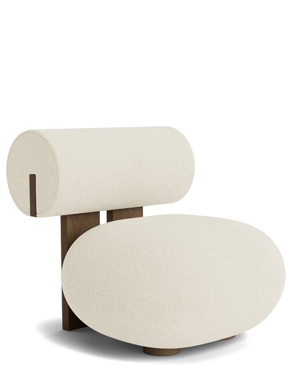 Hippo Lounge Chair, Wolle Bouclé off-white, Eiche hell geräuchert
